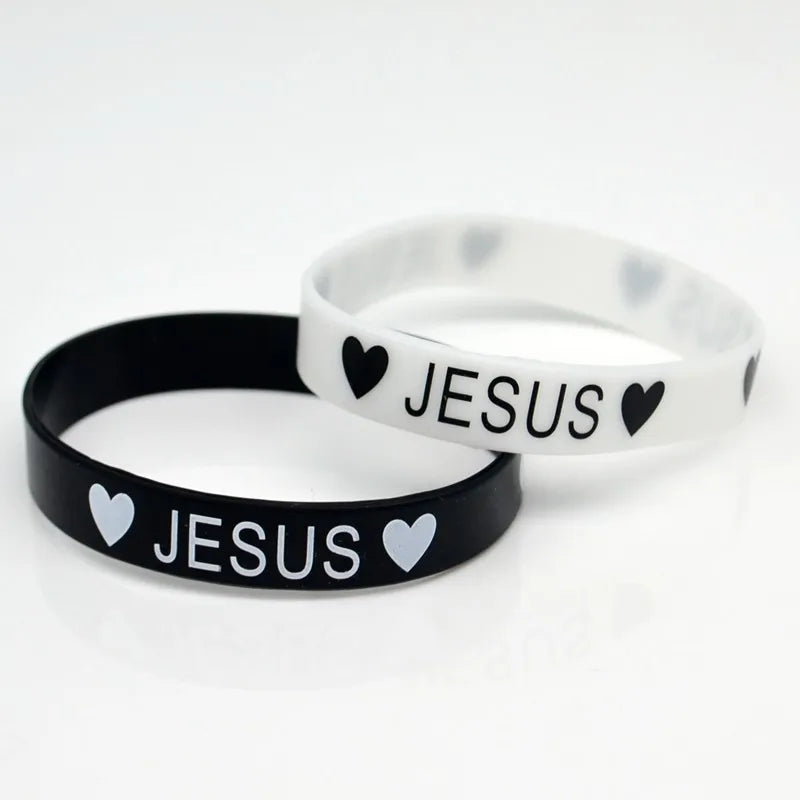 10 Pulseiras de silicone "Eu amo Jesus"