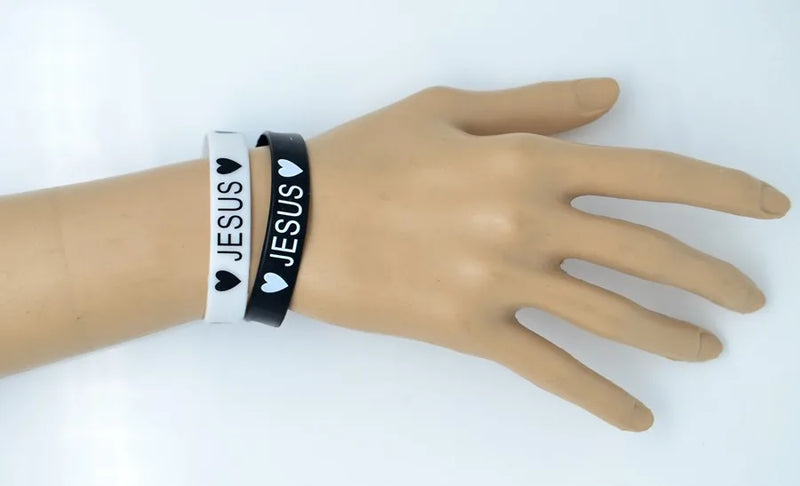 10 Pulseiras de silicone "Eu amo Jesus"